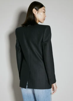 Wool Pinstripe Blazer><noscript><img width=