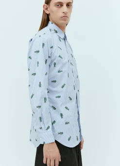Men Comme des Garçons SHIRT Shirts^X Lacoste Stripe-And-Logo Print Shirt