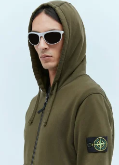 Men Stone Island Sweatshirts^Zip-Up Compass Patch Hooded Sweatshirt