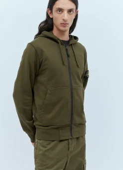 Men Stone Island Sweatshirts^Zip-Up Compass Patch Hooded Sweatshirt