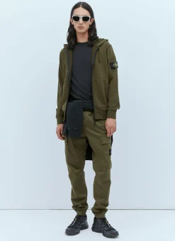 Men Stone Island Sweatshirts^Zip-Up Compass Patch Hooded Sweatshirt